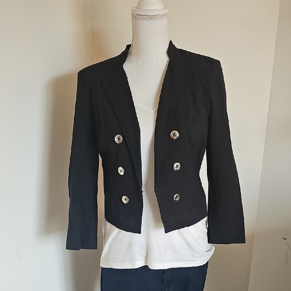 WHBM Women's Black Double-Breasted Jacket